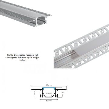 Profilo led cartongesso 2mt...